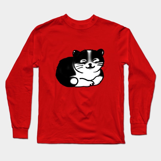 black and white cat Long Sleeve T-Shirt by cartoonygifts